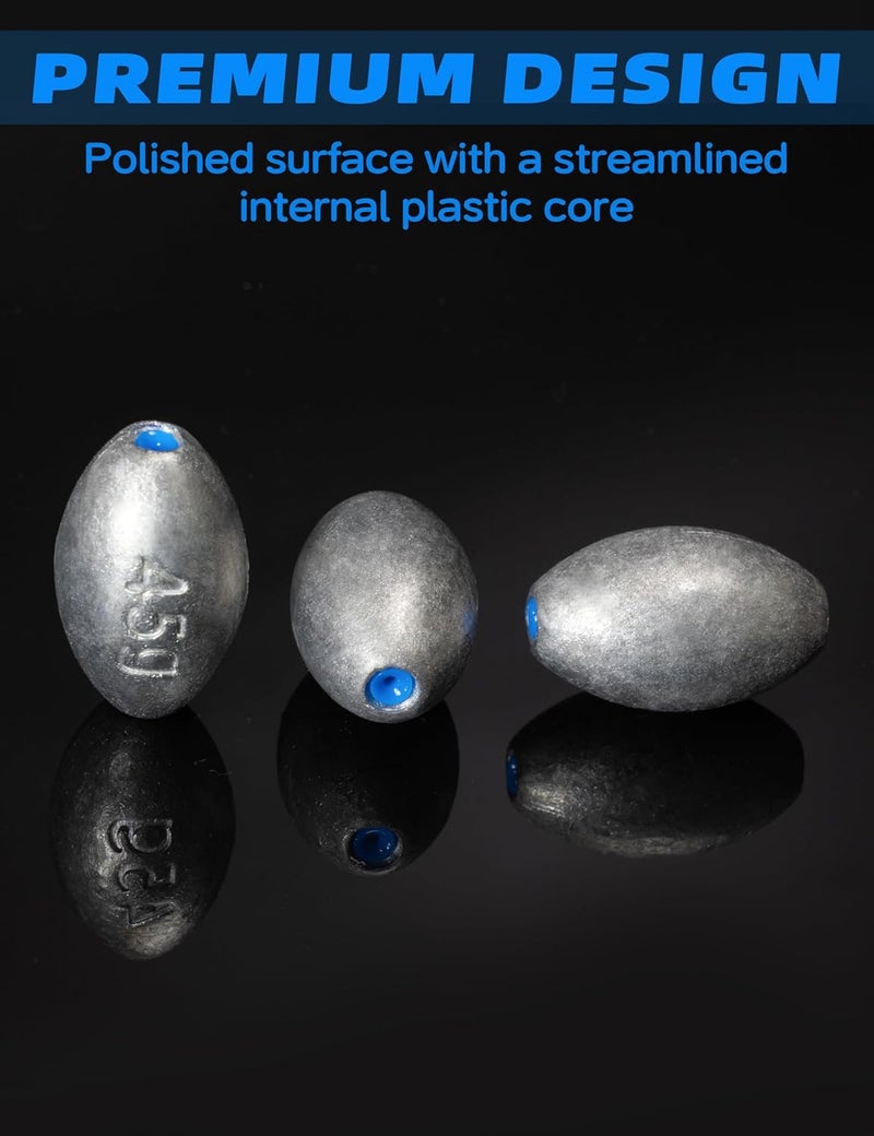 BLUEWING Egg Sinkers Fishing Weights Oval Shaped Fishing Sinkers Lead Fishing Sinker for Saltwater Fishing，1/8 oz to 7 oz - Image 2